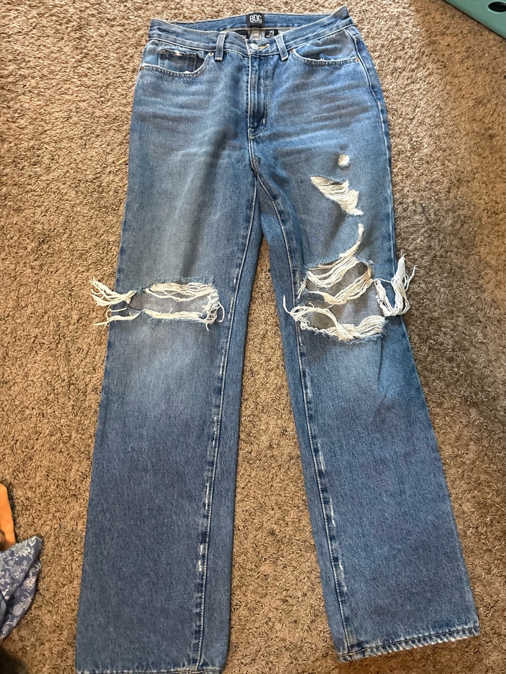 BDG Women's Distressed Wide-Leg Jeans - Medium Blue